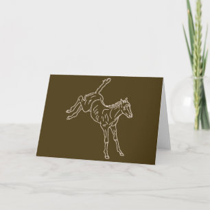 Frolicking Horse Foal - transparent line. Card