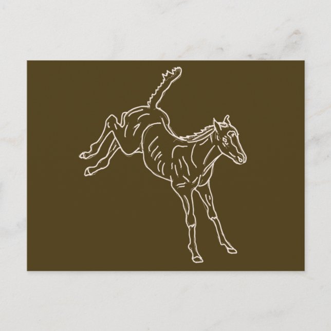 Frolicking Horse Foal - transparent line. Postcard (Front)