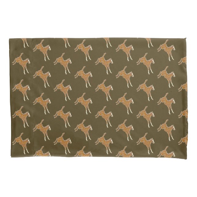 Frolicking Horse Foal - transparent multi-colour. Pillowcase (Front)