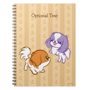 Frolicking Kawaii Puppies Japanese Chin Spiral Notebook