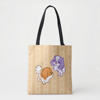 Frolicking Kawaii Puppies Japanese Chin Tote Bag