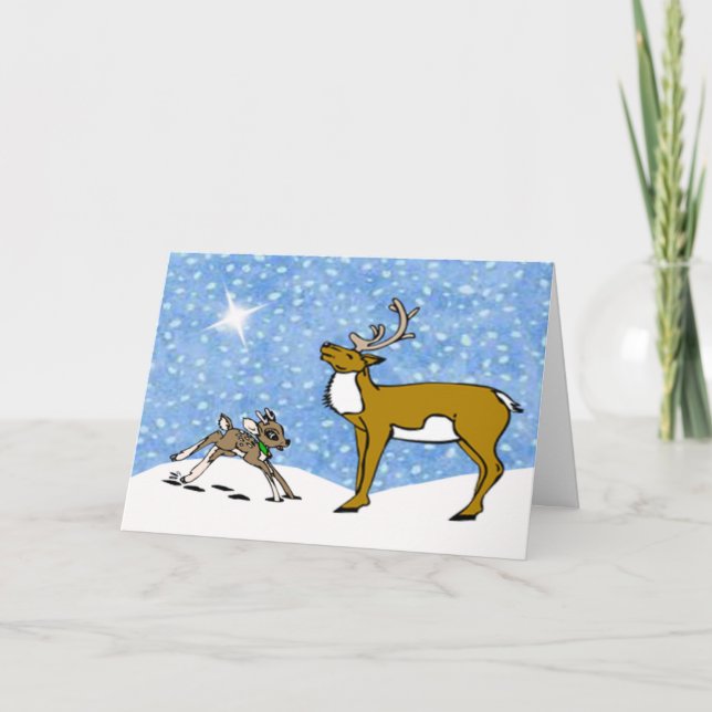 Frolicking Reindeer Holiday Greeting Card (Front)
