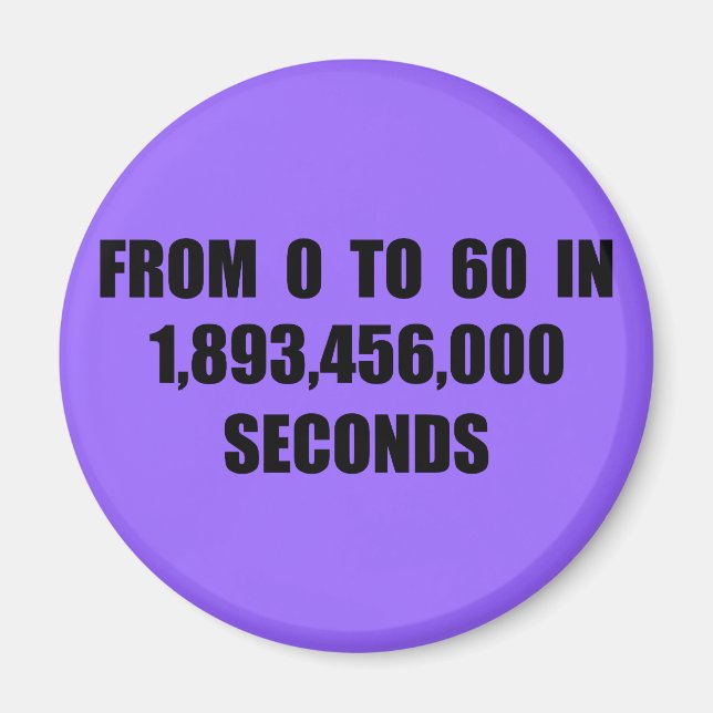 From  0 to 60 in seconds magnet (Front)