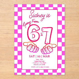 From 6 to 7 Meme Birthday Checkerboard Invitation