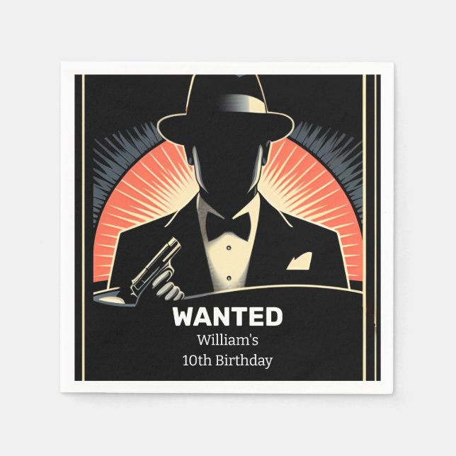 From Adult kids 90s boy Retro Mafia 10th Birthday Napkin (Front)