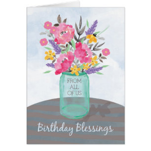 From All Of Us Birthday Blessings Jar Vase Flowers