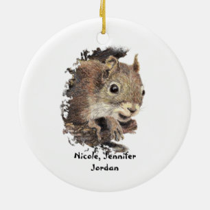 From all us Nuts Custom Christmas Squirrel Ceramic Tree Decoration
