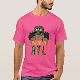From ATL Atlanta ATLien Black Woman Camo T-Shirt