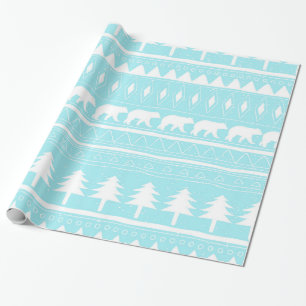 From Bears and Christmas-Teal Xmas Pattern Wrapping Paper