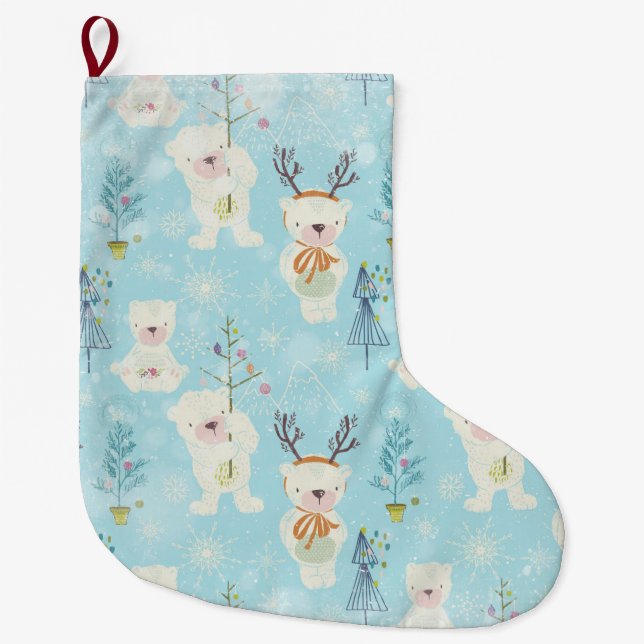 From Bears and Christmas-Xmas Pattern for Kids Large Christmas Stocking (Front)