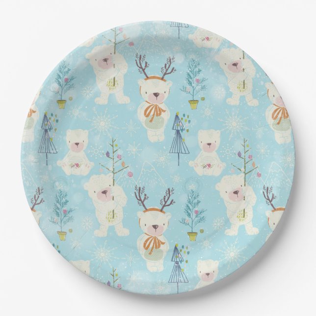 From Bears and Christmas-Xmas Pattern for Kids Paper Plate (Front)