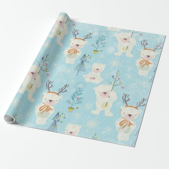 From Bears and Christmas-Xmas Pattern for Kids Wrapping Paper (Unrolled)