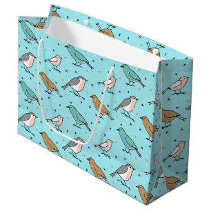 From Birds and Christmas-Teal Xmas Pattern Large Gift Bag