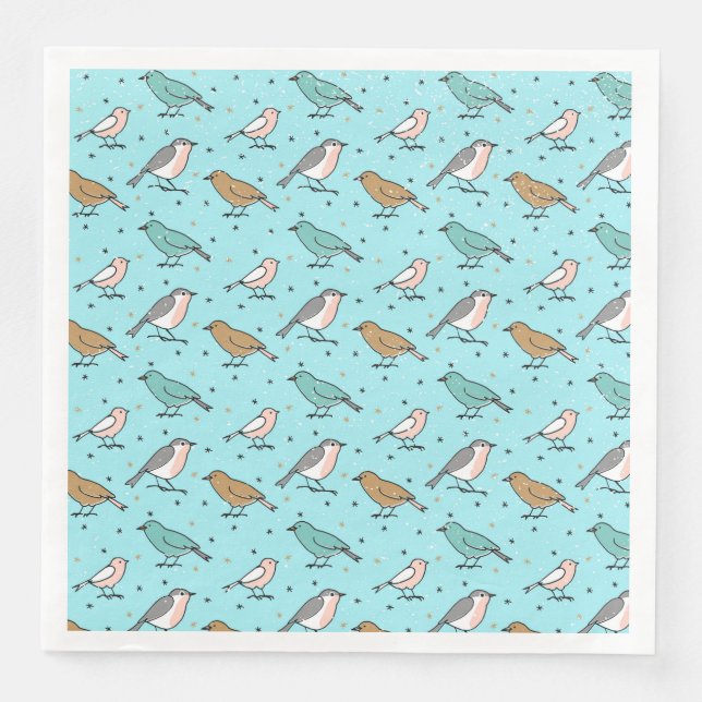 From Birds and Christmas-Teal Xmas Pattern Napkin (Front)