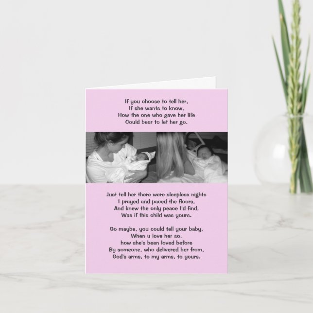 From Birth Mother to Adoptive Mother Card (Front)