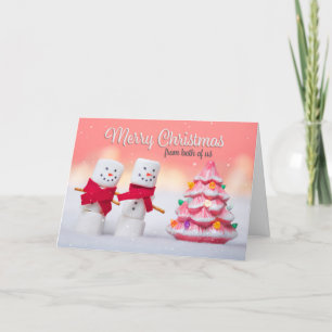 From Both Merry Christmas Marshmallow Snowmen  Holiday Card
