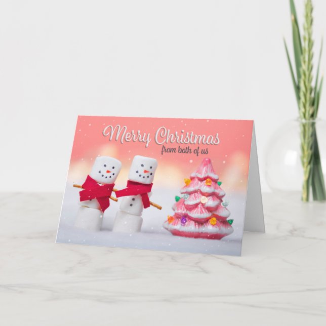 From Both Merry Christmas Marshmallow Snowmen  Holiday Card (Front)