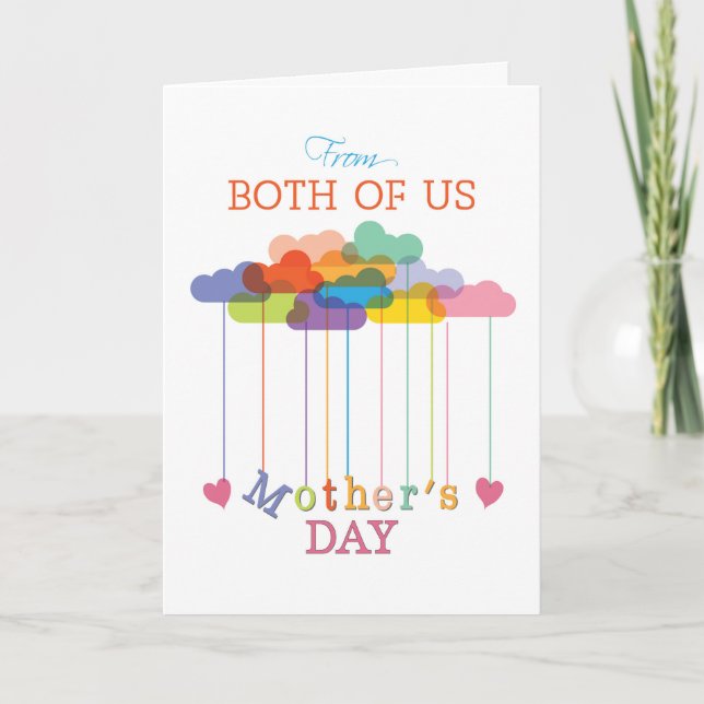 From Both of Us, Cute Mother's Day Rainbow Clouds Card (Front)