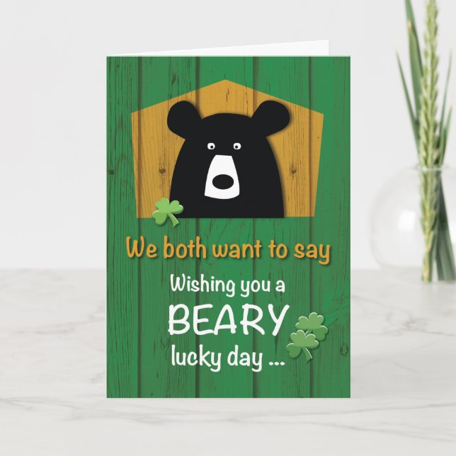 From Both of Us, St. Patrick's Day with Bear Card (Front)