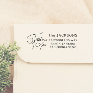 From Calligraphy Family Name & Return Address Self-inking Stamp