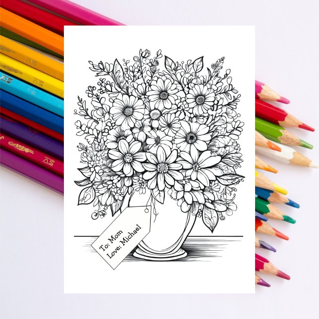 From Child Happy Mother's Day Colouring Bouquet Card (Creator Uploaded)