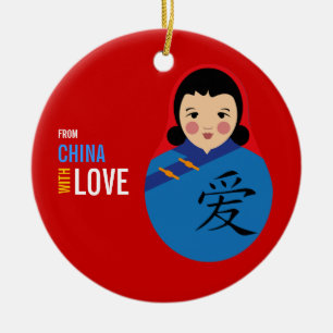 From China With Love Adoption Keepsake Girl Ceramic Tree Decoration