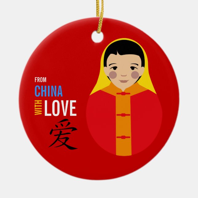 From China With Love - Boy Adoption- Red Thread Ceramic Tree Decoration (Front)