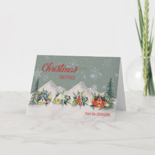From Custom Name Christmas Village Card