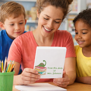 From desk of Elementary Teacher Dinosaur Books Notepad