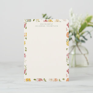 From Desk Of Watercolor Floral Name Soft Modern Card