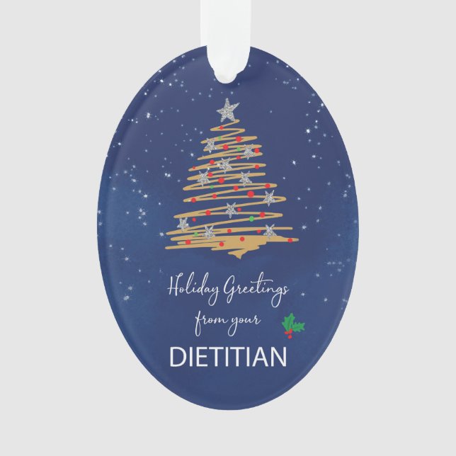 From Dietician Christmas Tree on Navy Customisable Ornament (Front)