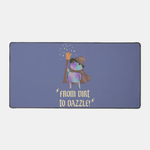 From Dirt to Dazzle Funny Wizard Frog Witch Hat  Desk Mat