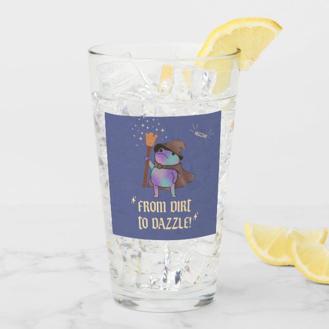 From Dirt to Dazzle Funny Wizard Frog Witch Hat  Glass (Back Ice)