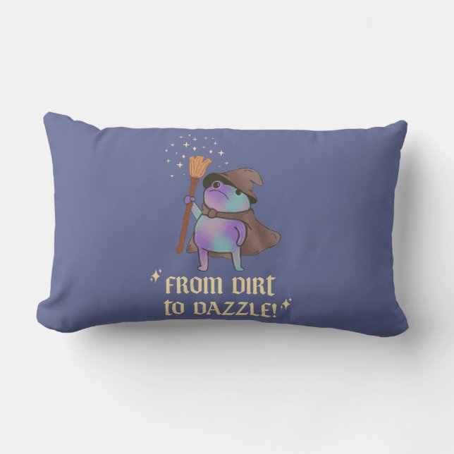 From Dirt to Dazzle Funny Wizard Frog Witch Hat  Lumbar Cushion (Front)