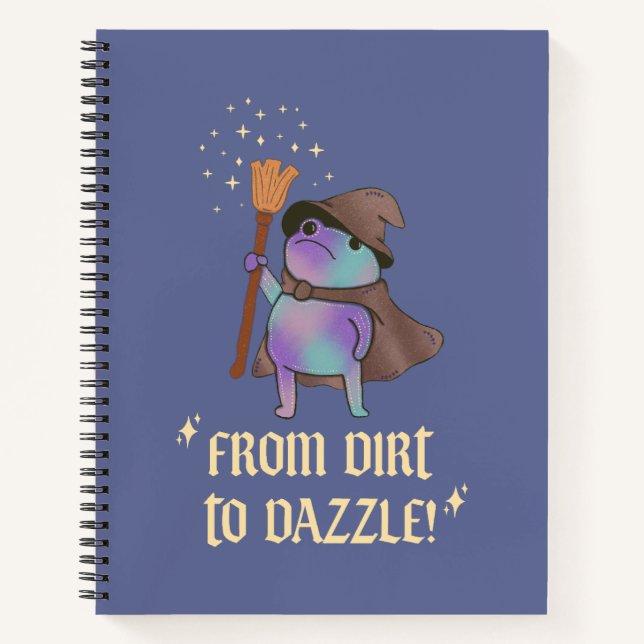 From Dirt to Dazzle Funny Wizard Frog Witch Hat  Notebook (Front)