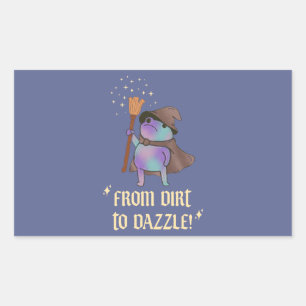 From Dirt to Dazzle Funny Wizard Frog Witch Hat Rectangular Sticker
