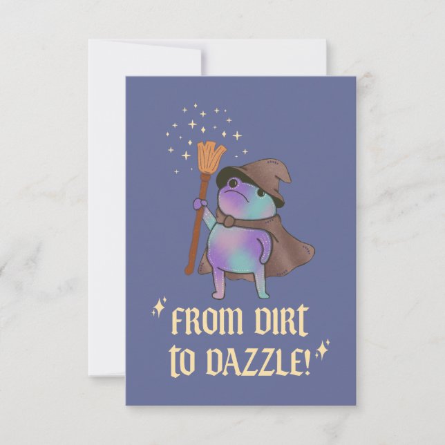 From Dirt to Dazzle Funny Wizard Frog Witch Hat  Thank You Card (Front)
