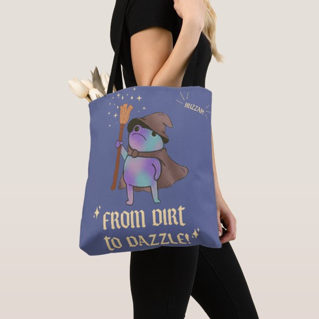 From Dirt to Dazzle Funny Wizard Frog Witch Hat  Tote Bag (Close Up)