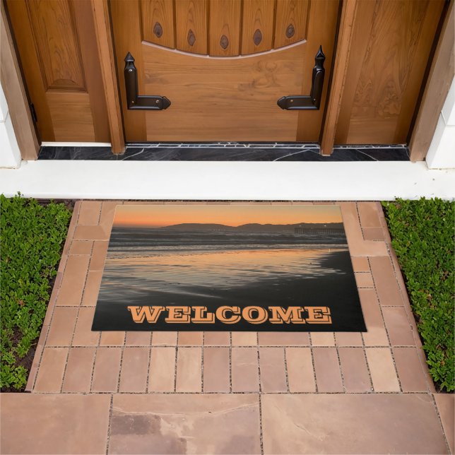 From Dusk Till Twilight At The Beach Photo Print Doormat (Outdoor)