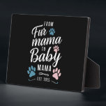 From Fur Mama to Baby Mama Est 2025 Dog Cat Mum Plaque<br><div class="desc">From Fur Mama to Baby Mama Est 2025 Dog Cat New Mum</div>