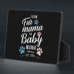 From Fur Mama to Baby Mama Est 2025 Dog Cat Mum Plaque<br><div class="desc">From Fur Mama to Baby Mama Est 2025 Dog Cat New Mum</div>