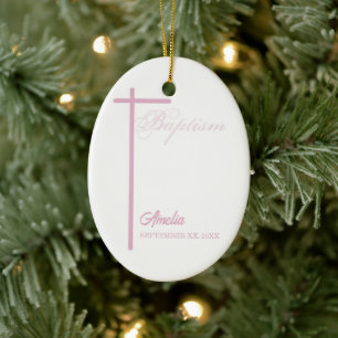 From Godmother on Baptism of Girl Personalised Ceramic Tree Decoration