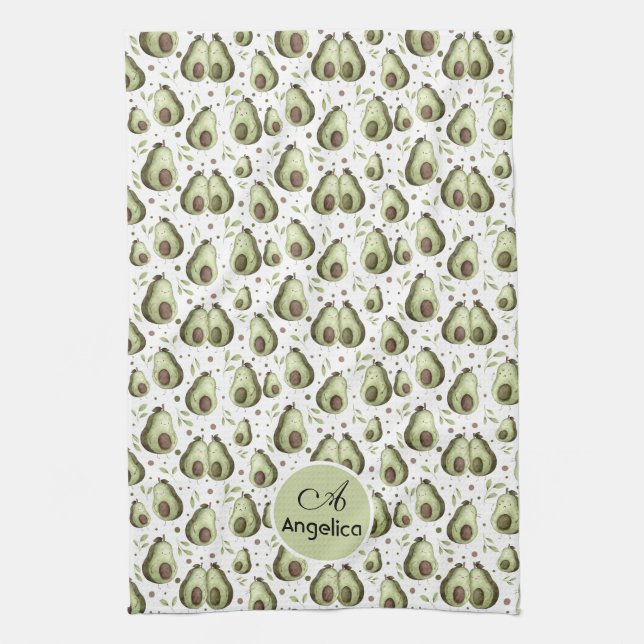 From grumpy to giggly - Cute Avocados Tea Towel (Vertical)