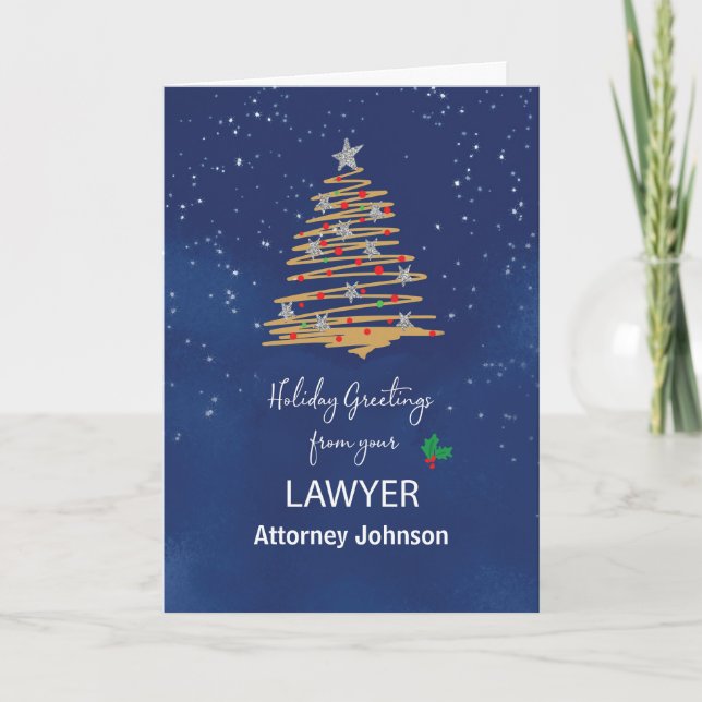 From Lawyer Christmas Tree Customisable Name Card (Front)