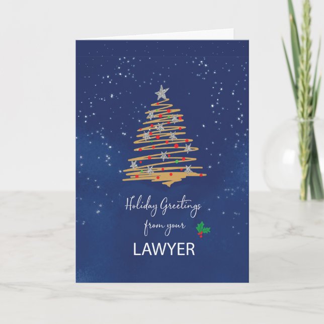 From Lawyer Christmas Tree on Navy Card (Front)