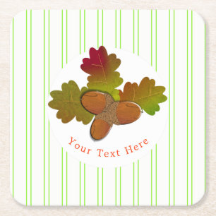 From Little Acorns Rustic Autumn Fall Square Paper Coaster