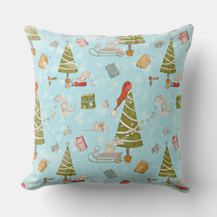 From Mice and Christmas Tree-Xmas Pattern for Kids Cushion