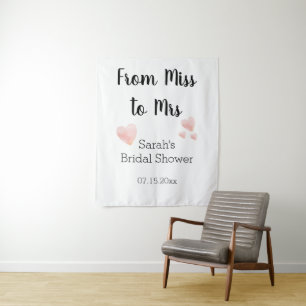 From Miss to Mrs Black and White Bridal Shower Tapestry