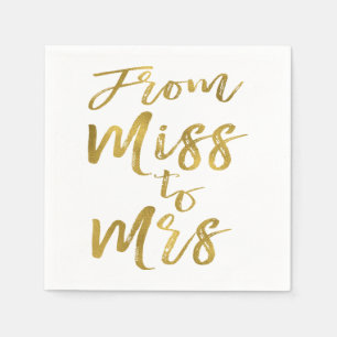From Miss to Mrs Bridal Shower Gold Foil Script Napkin