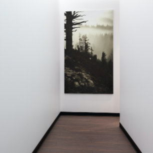 From Mountain To Moody Mist Of Morning Treescape Canvas Print